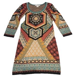 Flying Tomato Graphic Sweater Dress Women's Size Medium Geometric -see Pics